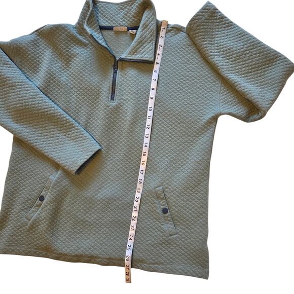 L.L. Bean Quilted Quarter-zip Pullover Mock-neck Green sz XL Snap Close Pocket - Picture 6 of 8